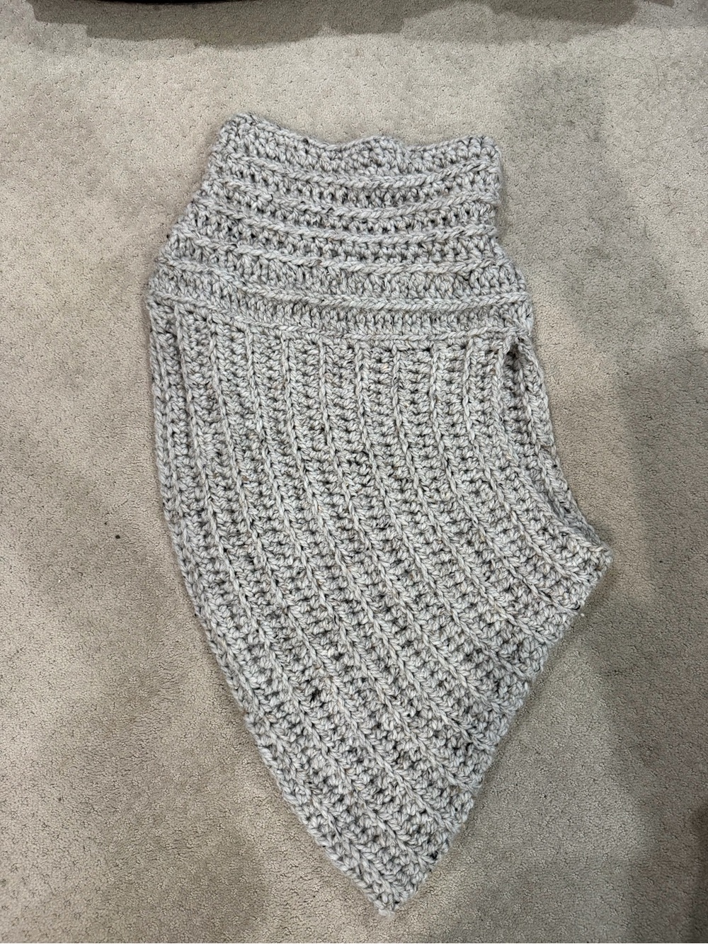 Chunky Knit Gray Crochet Poncho